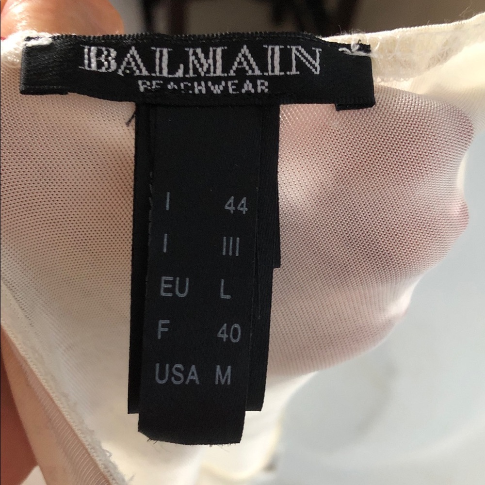 BALMAIN BEACHWEAR PLUNGING V NECK HALTER COVERUP • GOLD MEDALLION HARDWARE •Sz M - Picture 14 of 17